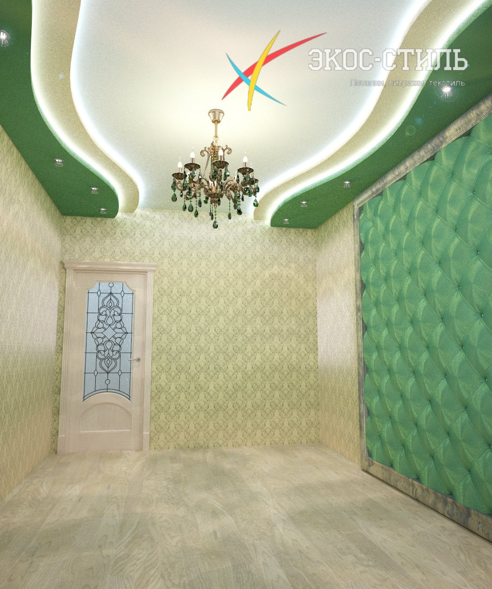 потолок в спальне - визуализация 3D