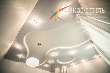 Глянцевый многоуровневый потолок с подсветкой